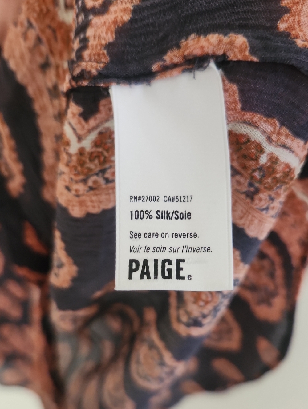 Paige Caraway Periscope & Dhalia 100% Silk Print Blouse Medium - Picture 7 of 9